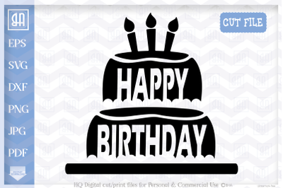 Birthday cake SVG, Happy Birthday SVG, DIY Birthday card