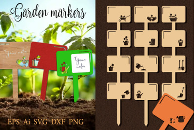 Collection of garden markers SVG. Files to cut