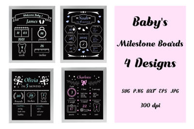 Baby Milestone Chalkboard Bundle SVG. Birthday Board Cut