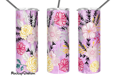 Floral Tumbler Design PNG | Purple Spring Tumbler Wrap