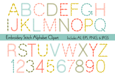 Embroidery Stitch Alphabet Clipart