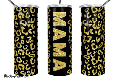 Mama Tumbler Cheetah Sublimation Design for 20oz Skinny Cup PNG