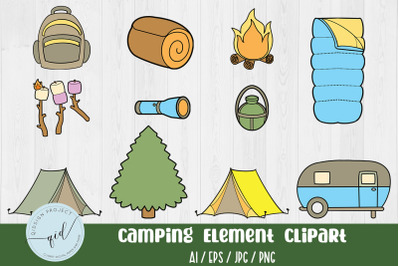 11 Camping Element Clipart for scrapbooking, craft projects, posters,