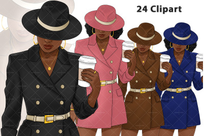 Black Girl Clipart Bundle, Black Woman clipart, Fashion girl clipart,