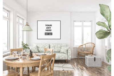 Interior scene artwork background frame mockup