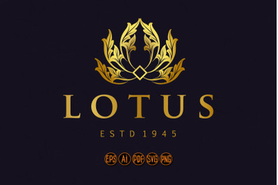 Gold lotus luxury logo elegant SVG