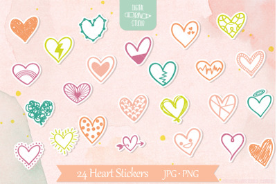 Heart Stickers | Valentine, Love, Icon Doodles