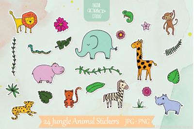 Jungle Animals Stickers | Tropical leaves, Flowers