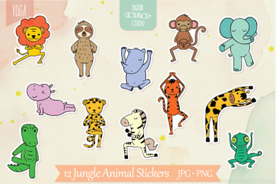 Exercising Jungle Animal Stickers | Yoga Poses