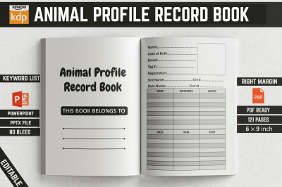 Animal Profile Record Book - KDP Interior