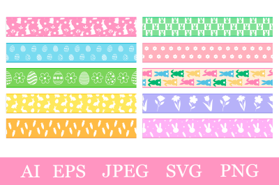 Easter seamless ribbons. Ribbons Easter Bunny template