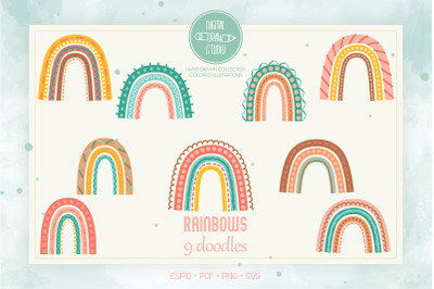 Boho Rainbow Doodles | Soft Color Palette | Cute SVG design