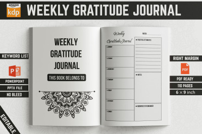 Weekly Gratitude Journal - KDP Interior
