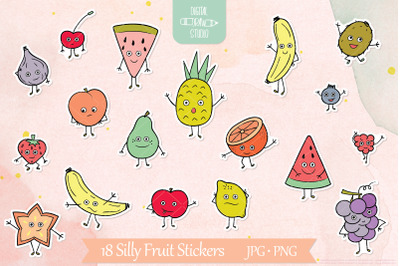 Fruit Character Stickers | Hand Drawn Cute Kawaii Food