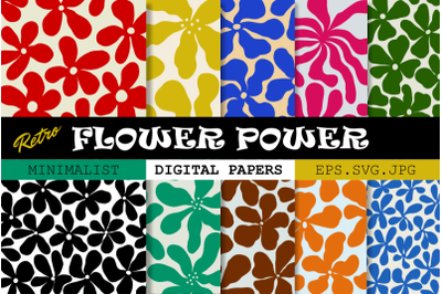Minimalist Retro Flower Power Vector Pattern Papers