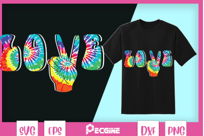 Tie Dye Peace Hand Sign Hippie