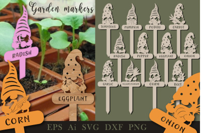 Garden markers with gnomes. SVG. Files to cut