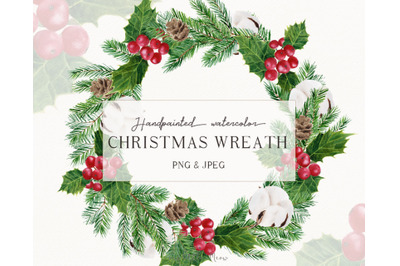 Holly holiday wreath clipart #w58