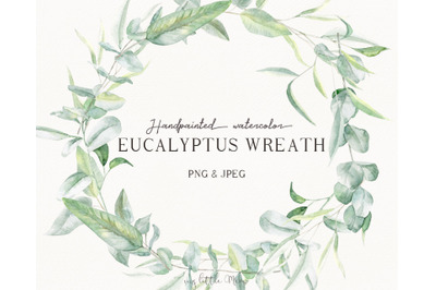 Eucalyptus wreath PNG watercolor #w114
