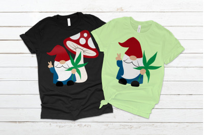 420 Gnome with Cannabis Under Toadstool | SVG | PNG | DXF | EPS