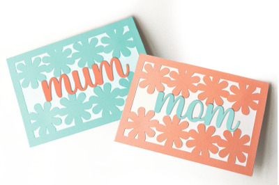 Mom or Mum Papercut Card with Flowers | SVG | PNG | DXF | EPS