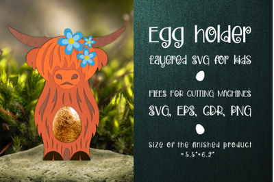 Scottish Highland Cow Easter Egg Holder Template