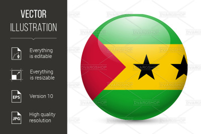 Round glossy icon of Sao Tome and Principe