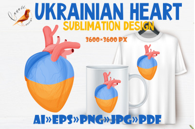 Ukrainian Heart Sublimation design PNG PSD PDF