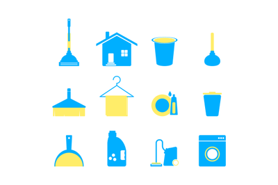 Collection of icons cleaning service and household chores