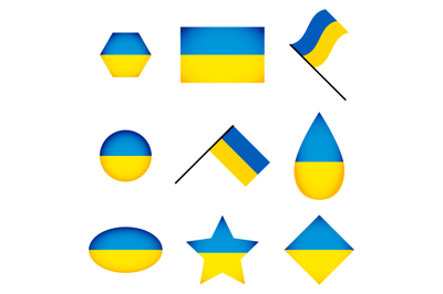 Badges and icon flag Ukraine, support and stand