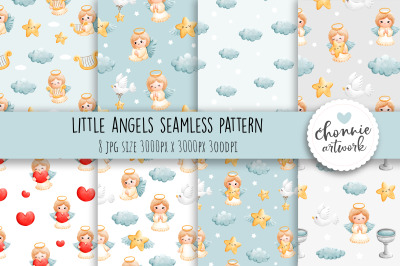 Little angels seamless pattern, angel seamless background, angel digit