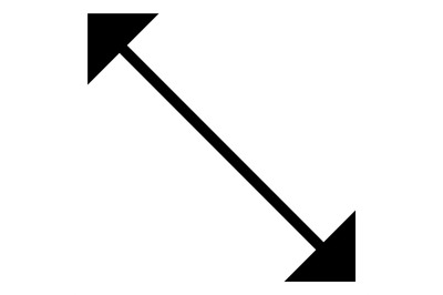 Diagonal arrow icon. Resize cursor in black line style