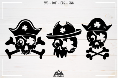 Funny Shamrock Pirate Skull St patrick Svg Design
