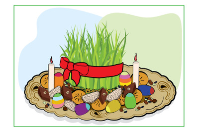 Xoncha Tray with sweets and syamyan in honor of Novruz