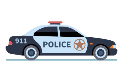 Police car icon. Patrol auto side view