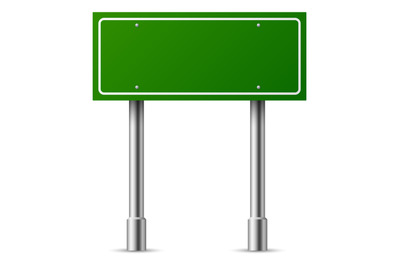 Highway street sign. Green blank information board