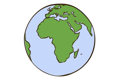 Africa continent on plamet Earth. Round map icon