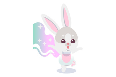 Magic rabbit. Cute funny character. Cartoon hare