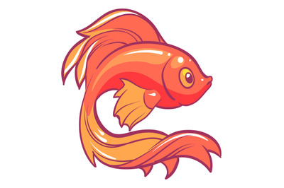 Goldfish icon. Cartoon golden fish. Underwater animal