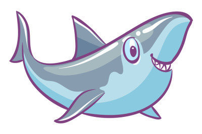 Funny shark. Ocean predator animal. Cartoon mascot