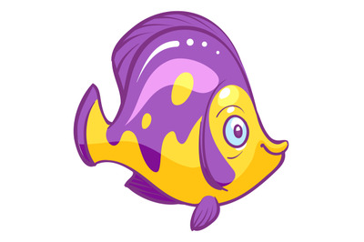 Funny bright fish. Cartoon mascot. Exotic ocean animal