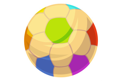 Cartoon ball. Colorful kid soccer game symbol