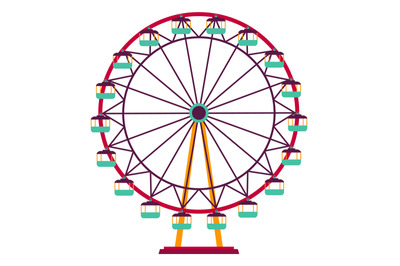 Ferris wheel icon. Colorful amusement park attraction