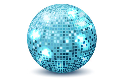 Vintage party light. Blue reflective disco ball