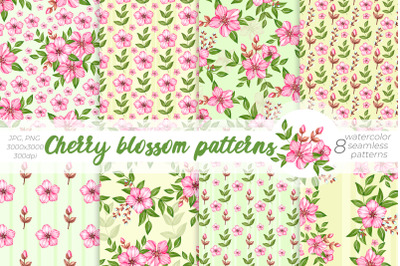 Cherry blossom patterns/ Watercolor Patterns PNG, JPG