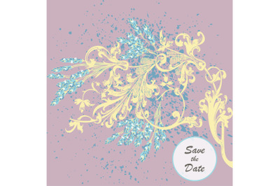 Hand drawn lavender flowers on pink, abstract floral pattern cover des