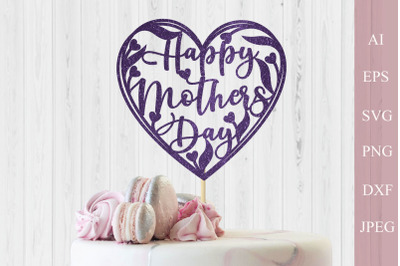 Happy mothers day svg, Floral heart for mom cut file
