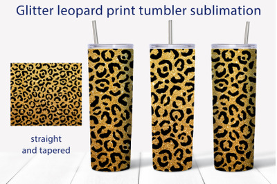 Leopard print tumbler sublimation Gold glitter wrap design