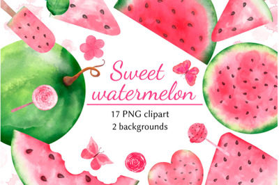 Watercolor Watermelon Clipart