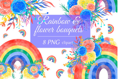 Rainbow and floral clipart